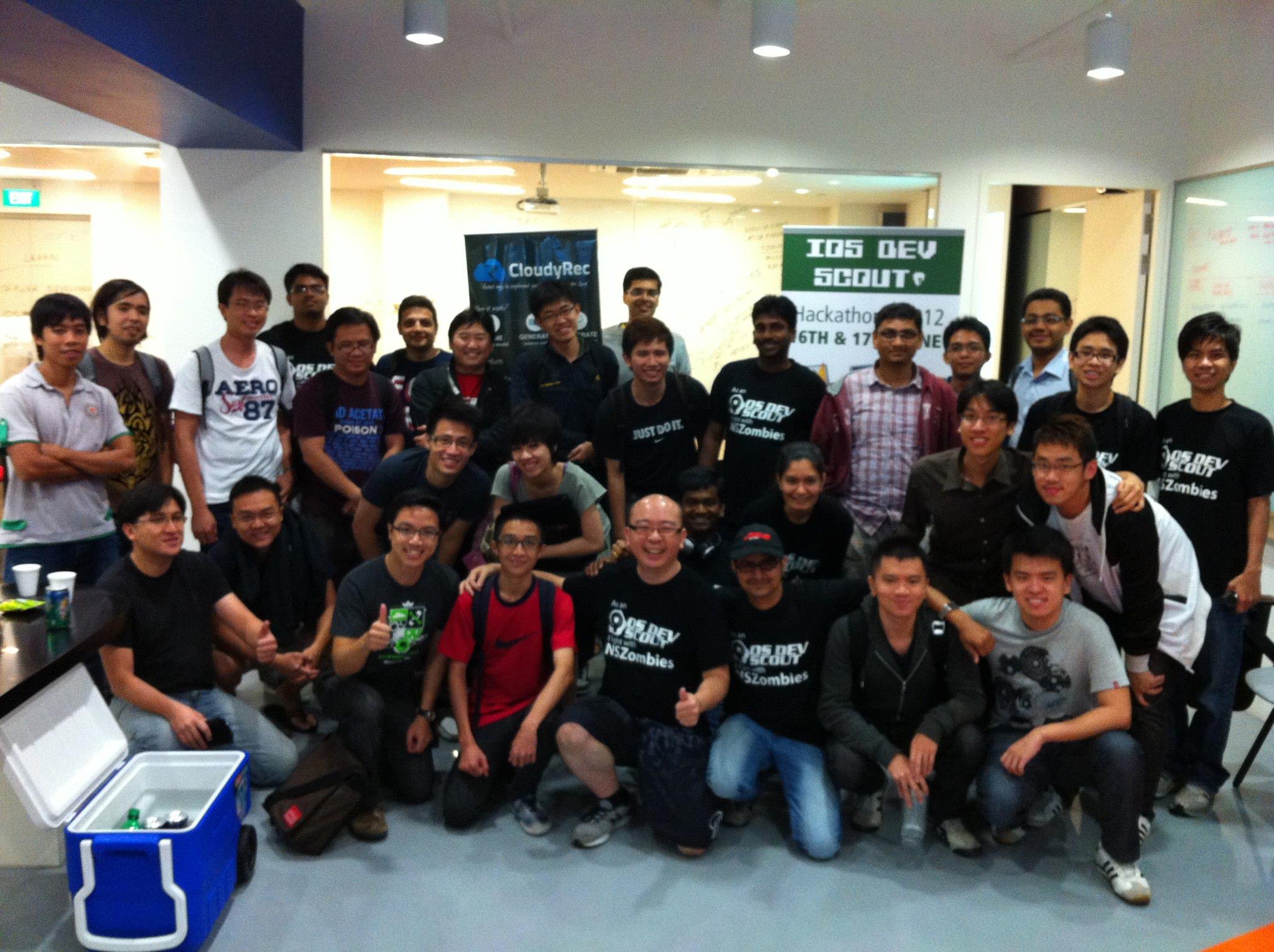 Group photo of iOS Dev Scount hackathon participants. Photo by Michael Cheng.